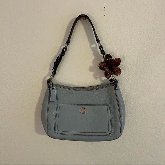 Coach Vintage y2k Chelsea 8E99 Powder Blue leather bag brown strap - Picture 14 of 15